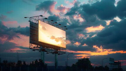 Billboard blank on a highway for advertisement