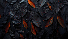 A Black Background With Many Leaves