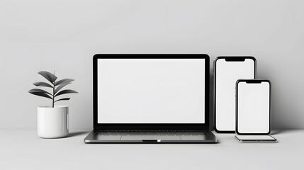 Wall Mural - computer with blank white screen