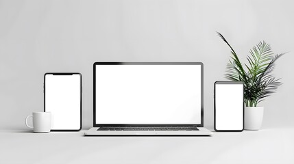 Wall Mural - computer with blank white screen