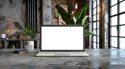 Wall Mural - Modern personal computer with blank white screen, keyboard, mobile phone and office accessories on desk at workplace of graphic designer, blogger. Electronic devices, technology and creativity