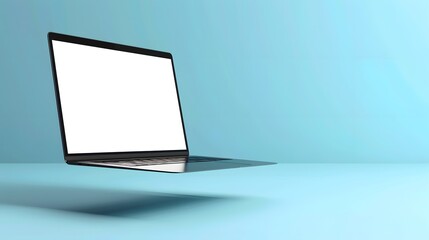 Wall Mural - Modern personal computer with blank white screen, keyboard, mobile phone and office accessories on desk at workplace of graphic designer, blogger. Electronic devices, technology and creativity