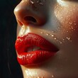© Marco Mamdouh - Close-up of a beautiful woman lips under rain