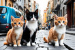 Cute little cats roaming the city.
Generative AI