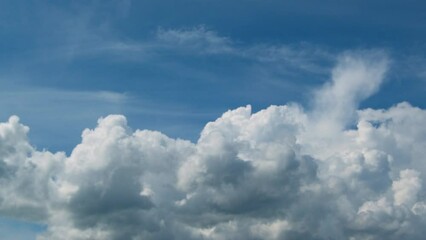 Wall Mural - blue sky with fluffy cloud time lapse on a sunny day 4k footage.