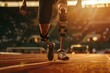 Runner seen with prosthetic legs 
