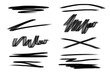Charcoal marker grunge rough underline handrawn brushstrokes. Crayon or marker doodle scribbles on white background. 