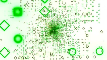 Poster - Flying cloud of squared silhouettes. Design. Rotating field of small squares.