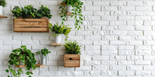 Wooden Plant Pot Hanging In Front Of An White Background