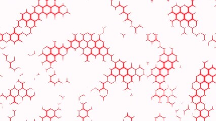 Fototapete - Abstract hexagonal background with moving light flares. Design. Technological background with holes in a shape of honeycombs.