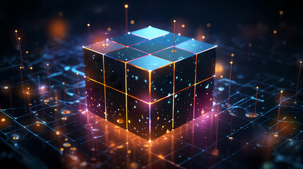Blockchain new technology transmission with digital background