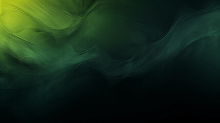 Wall Mural - Abstract green and yellow smoke on a black background. Fantasy fractal texture. Digital art. Green, yellow or orange colors, Space for text or image