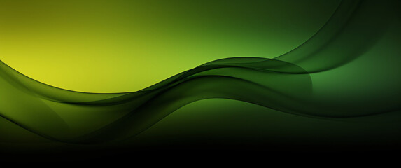 Wall Mural - Abstract green wave on dark background. Green, yellow or orange colors, Space for text or image