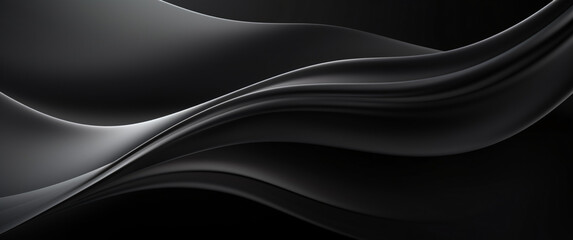 Wall Mural - Black silk abstract wavy background