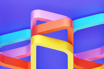 Fototapete - abstract poster design with colorful geometric shapes. 3d pattern of lines. 3d illustration, templat