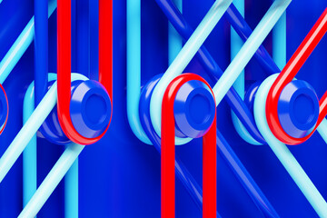 Poster - 3d colorful abstract geometric shapes located on a blue background