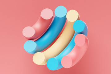 Poster - Colorful hemispheres .  Abstract illustration, 3d render.
