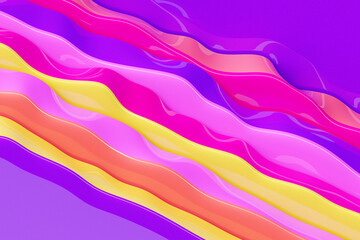 Poster - 3D rendering, perfect shape, aesthetic, colorful background with abstract multicolored lines, futuristic energy concept