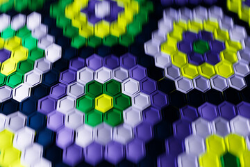 Fototapete - 3d illustration of a colorful honeycomb monochrome honeycomb for honey. Pattern of simple geometric hexagonal shapes, mosaic background. Bee honeycomb concept, Beehive