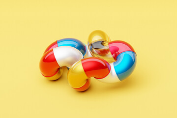 Poster - 3D multicolor geometric shapes . Abstract  design elements. Dynamic  abctract  pattern, 3D illustration