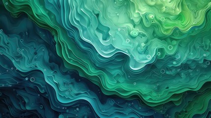 Wall Mural - an abstract green and blue design, in the style of generative art, accurate topography