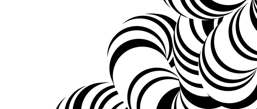 Abstract twisted tube background. Black and white striped cord concept wallpaper. Liquid line pipe shape for banner, poster, flyer, booklet, brochure or leaflet. Vector flowing rope backdrop overlay