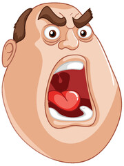 Sticker - Cartoon illustration of a man with an angry expression.