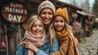 Mother with two daughters - stylish fashion photo - portrait photo - Mother’ Day 