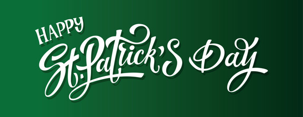 Wall Mural - Happy Saint Patricks day handwritten lettering typography. Hand drawn design elements. Logos and emblems for invitation, card.