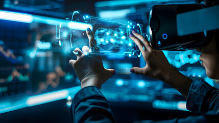 Poster - hands using a touchscreen device, typing on a keyboard