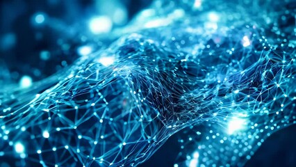 Poster - Blue abstract technology animation. Abstract information technology, communications or artificial intelligence concept.