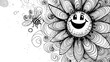 Drawn sunflower. Abstract, doodle, pollen, bumblebee, humanization, pencil, art, sun, seeds, oil, flower, field, summer, plant, vegetable garden, stem, light. Generated by AI