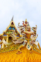 Wall Mural - Traditional Thai style stucco in Thai temple