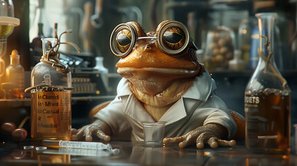 Sticker - frog working in pharmacy