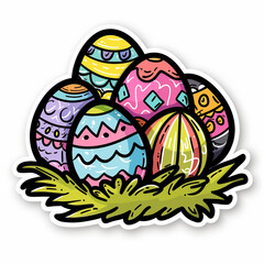 Easter eggs,  bright sticker on a white background