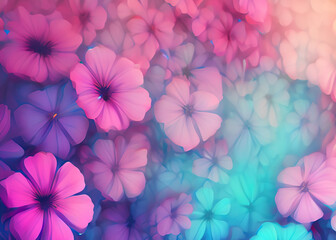 Wall Mural - abstract futuristic flower background in bright vivid colours created with generative ai technology. High quality illustration