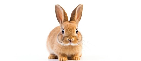 Canvas Print - Adorable Bunnies: Tiny Rabbit Relaxing on Blank White Surface in Bright Sunlight