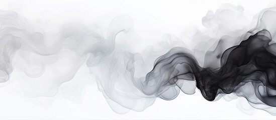 Sticker - Dynamic Flow of Black Smoke Swirling in Contrast with White Background