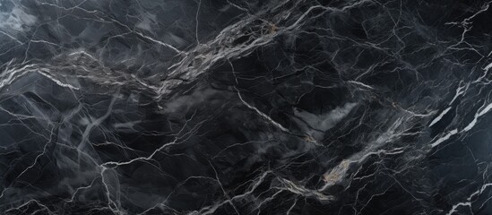 Wall Mural - Elegant Black Marble Surface with Natural Veins for Luxurious Background Design