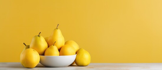 Canvas Print - A Colorful Display of Fresh Pears and Vibrant Lemons in Artistic Bowls