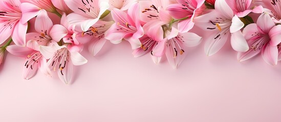 Sticker - Elegant Pink Lily Blossoms Gracefully Adorn a Blissful Pink Background