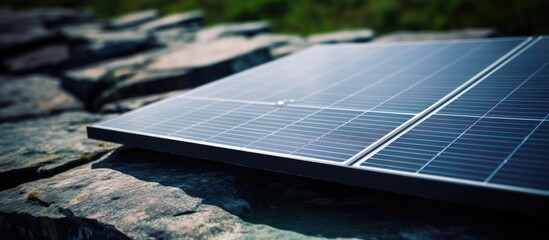 Renewable Energy Innovation: Solar Panels Installed on Rocky Terrain Embracing Sustainability