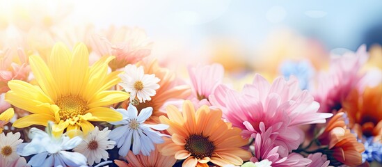 Poster - vibrant blooms and petals in a lush garden, perfect for colorful flower wallpapers