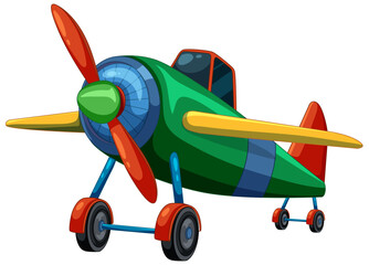 Poster - Brightly colored cartoon-style vintage airplane illustration