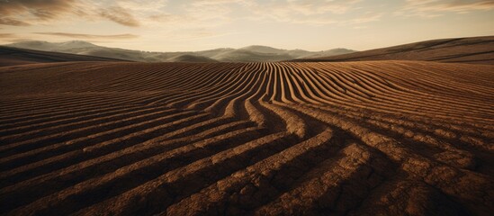 Sticker - Vast Serene Landscape: Tranquil Field Stretching Under Clear Blue Sky Horizon