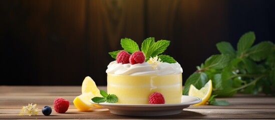 Canvas Print - Decadent Dessert Delight: Fresh Rass with Fluffy Whipped Cream and Scrumptious Berries