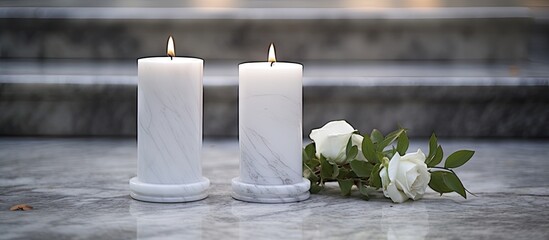 Poster - Intimate Ambiance with Two Romantic Candles Illuminating a Table Setting