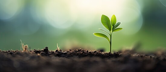 Canvas Print - Tiny Seedling Sown in Rich Brown Soil, Sprouting New Life in Garden