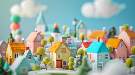 Wall Mural - A bunch of houses that are in the air