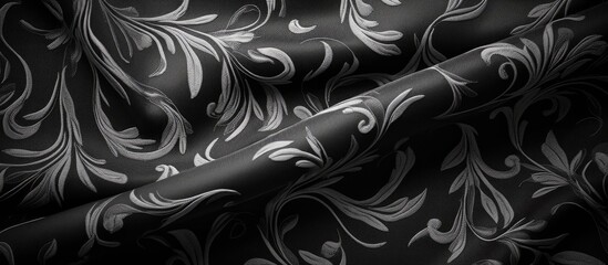 Sticker - Elegant Monochrome Floral Design on Stylish Black Background for Contemporary Home Decor